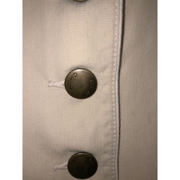 See by Chloe Cream Military Style Jacket Linen Cotton Blend Long Sleeve Jacket 8 - Picture 5 of 12